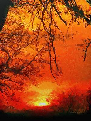 Wall Art featuring the painting Fire In The Sky by Jeffrey Kolker