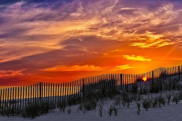 Vibrant Sunset Over Dunes Photograph