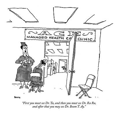 Humorous Clinic Queue Cartoon Drawing