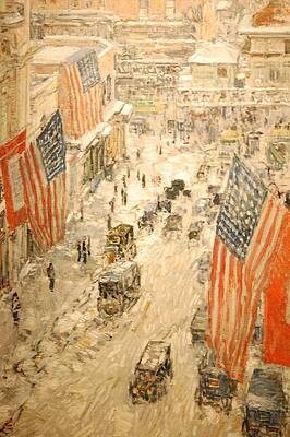 Vintage Painting - Flags On 57th Street #1 by Georgia Clare