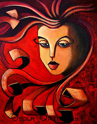 Puerto Rico Wall Art featuring the painting Flaming Serenity by Oscar Ortiz