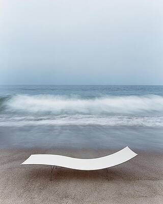 Minimalist Beach Scene with Waves Photograph