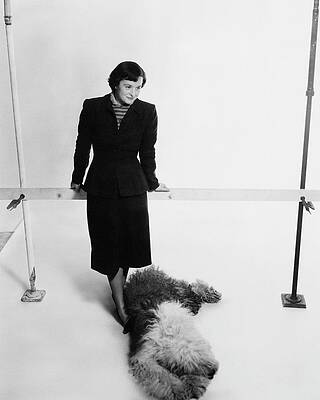 Woman in Suit with Large Dog Wall Art