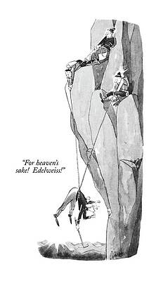 Heaven Wall Art featuring the drawing For Heaven's Sake!  Edelweiss! by Claude Smith