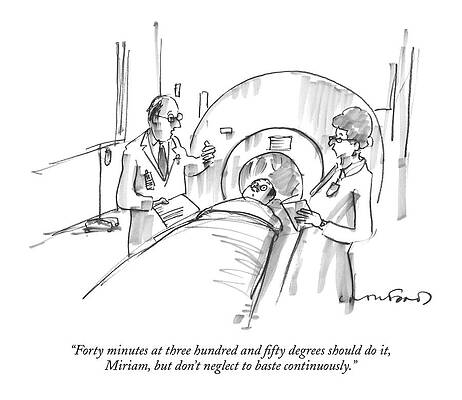 Cooking Wall Art featuring the drawing Forty Minutes At Three Hundred And Fifty Degrees by Michael Crawford