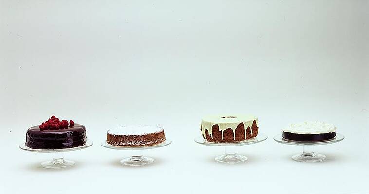 Baking Wall Art featuring the photograph Four Cakes Side By Side by Romulo Yanes