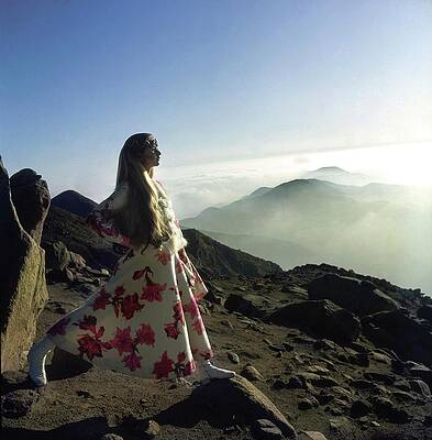 Mountain Photograph - Francoise Rubartelli Wearing A Floral Dress by John Cowan