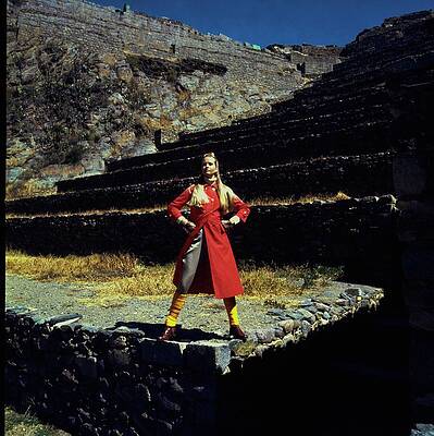 Mountain Photograph - Francoise Rubartelli Wearing A Red Coat by John Cowan