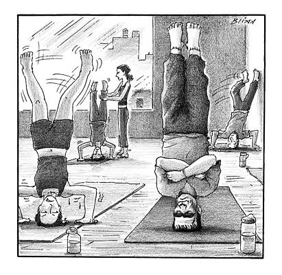 Yoga Wall Art featuring the drawing Frankenstein's Monster Easily Balances by Harry Bliss