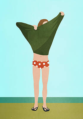Wall Art featuring the digital art Full Length Of Person Undressing While by Malte Mueller