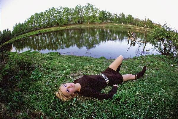 Elegant Wall Art featuring the photograph Galya Milovskaya Wearing A Brown Dress by Arnaud de Rosnay