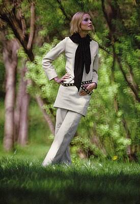 Elegant Wall Art featuring the photograph Galya Milovskaya Wearing A Monochrome Ensemble by Arnaud de Rosnay