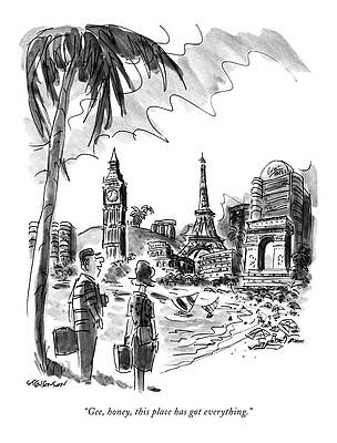 International Wall Art featuring the drawing Gee, Honey, This Place Has Got Everything by James Stevenson