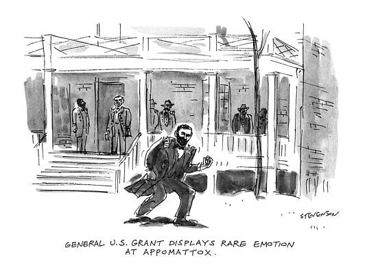 Display Wall Art featuring the drawing General U.s. Grant Displays Rare Emotion by James Stevenson
