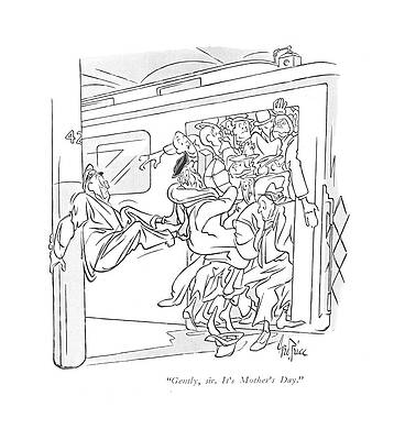 Crowd Drawing - Gently, Sir. It's Mother's Day by George Price