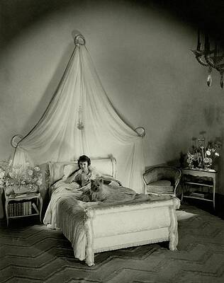English Photograph - Gertrude Lawrence In Bed by Cecil Beaton