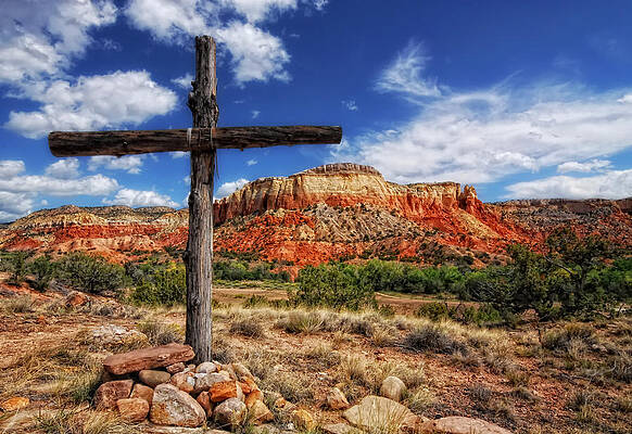 Sacred Wall Art featuring the photograph Ghost Ranch Cross by Ghostwinds Photography