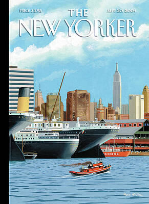 New York Skyline with Ships Wall Art