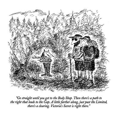 Limit Drawing - Go Straight Until You Get To The Body Shop by Edward Koren