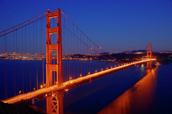 Wall Art featuring the photograph Golden Gate Bridge At Dusk by Ed Freeman