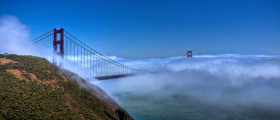 Architecture Wall Art featuring the photograph Golden Gate Bridge In Fog by Jonny D