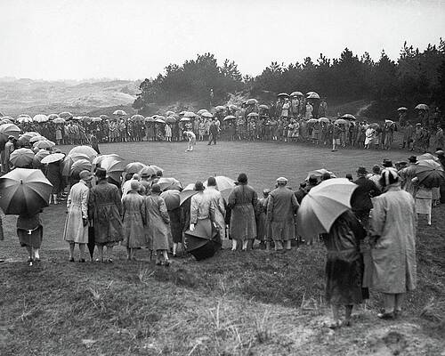 Watching Photograph - Golf Spectators by The Topical Press Agency Ltd