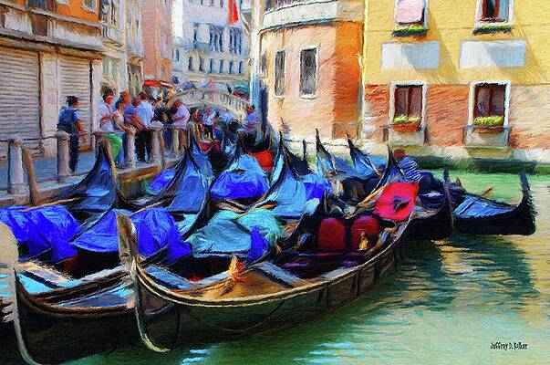 Wall Art featuring the painting Gondolas by Jeffrey Kolker