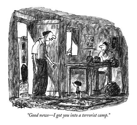 International Wall Art featuring the drawing Good News - I Got You Into A Terrorist Camp by Robert Weber