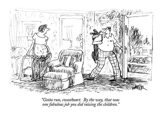 Husband Leaving for Golf Drawing