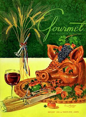 Vibrant Photograph - Gourmet Cover Featuring A Pig's Head On A Platter by Henry Stahlhut