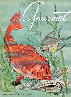 Gourmet Magazine Fish Cover 1951 Painting