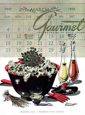 Fork Wall Art featuring the photograph Gourmet Cover Illustration Of A Bowl Of Salad by Henry Stahlhut