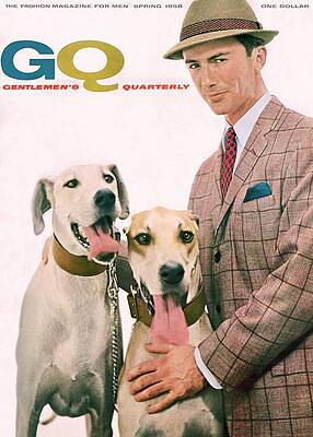 Wall Art featuring the photograph Gq Cover Featuring A Male Model With Dogs by Emme Gene Hall