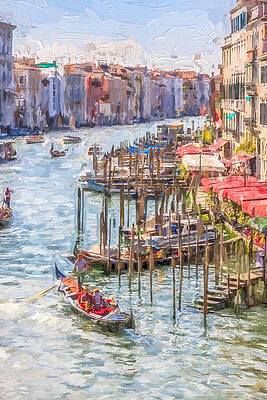 Architecture Wall Art featuring the photograph Painted Effect - Grand Canal Venice Italy by Sue Leonard