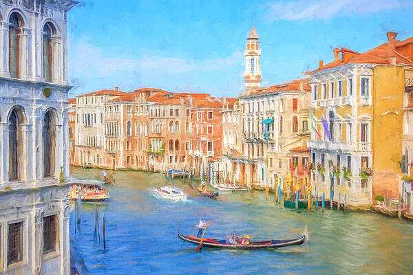 Architecture Wall Art featuring the photograph Painted Effect - Grand Canal Venice by Sue Leonard