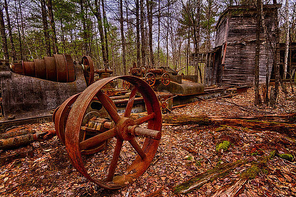 Wall Art featuring the photograph Granite Lathe Abandoned Redstone Quarry Conway NH by Jeff Sinon