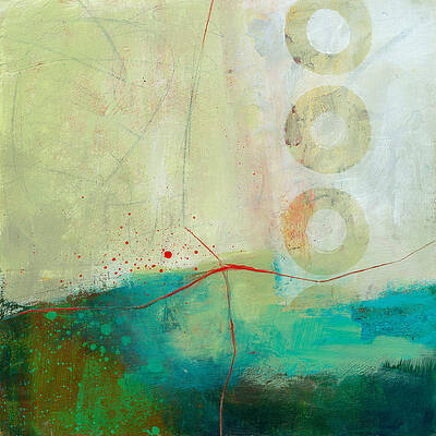 Abstract Green and Gold Composition Wall Art