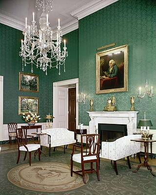 Antique Photograph - Green Room In The White House by Tom Leonard