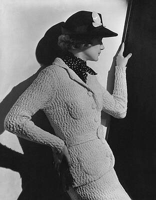 Wall Art featuring the photograph Gretchen Uppercue Wearing A Suit And Hat by Lusha Nelson