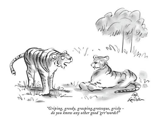 Wildlife Drawing - Griping, Greedy, Grasping,grotesque, Grisly - by Ed Fisher