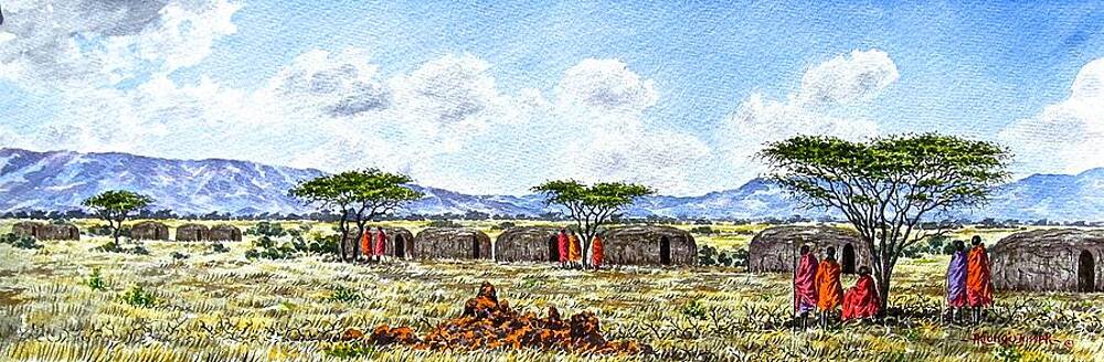 Kenya Wall Art featuring the painting Guessing The Weather by Joseph Thiongo