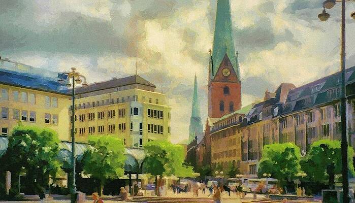 Charming European City Square Wall Art