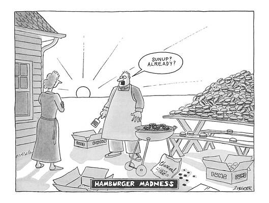 Cook Wall Art featuring the drawing Hamburger Madness by Jack Ziegler