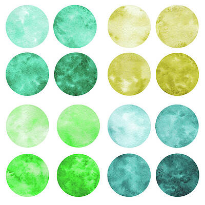 Wall Art featuring the digital art Hand Drawn Set Of Green Watercolor by Olgaolmix
