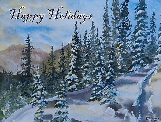 Rocky Mountain National Park Painting - Happy Holidays Forest And Mountains by Cascade Colors