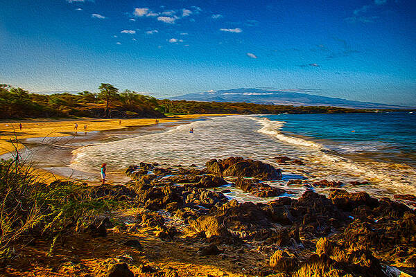 Wall Art featuring the painting Hapuna Beach by Omaste Witkowski