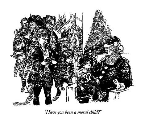 Santa Claus Wall Art featuring the drawing Have You Been A Moral Child? by William Hamilton
