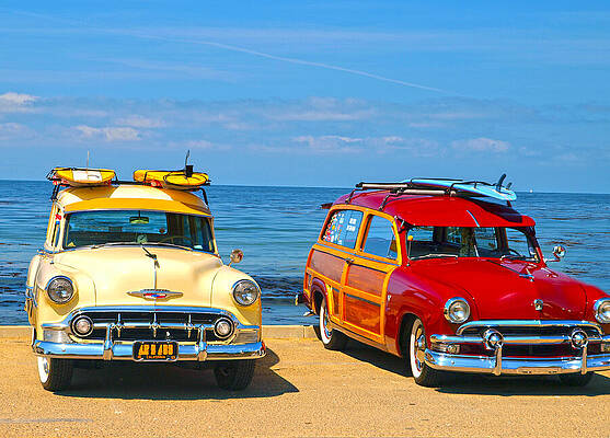 Classic Cars by the Seaside Wall Art