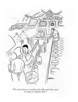 Alone Drawing - He Came Home To Surprise His Folks by Alain