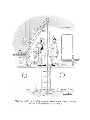 Sailor Wall Art featuring the drawing He Has Rather A Peculiar Request by MK Barlow